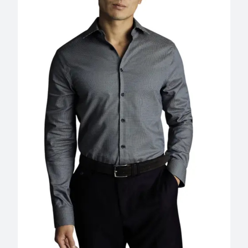 Perry Ellis Dress Shirt Large Men L Button-up Oxford Pinstripes 100% Cotton